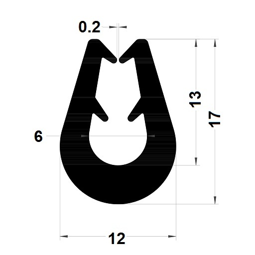 Self-seizing round U profile - 17x22 mm