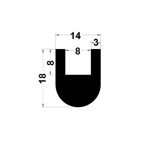 Round U Profile - 18x14 mm