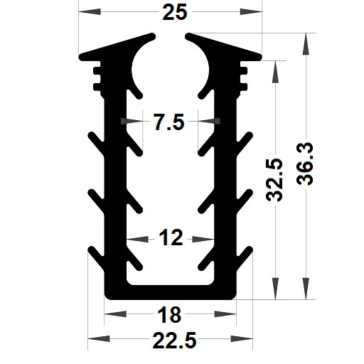 Joint vitrage - 36,30x25 mm